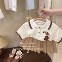 Korean children's clothing baby girl polo skirt summer 2024 new academic style skirt T-shirt skirt two-piece trendy