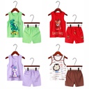 children's vest suit multi-color cartoon letter printing summer cotton vest shorts two-piece set