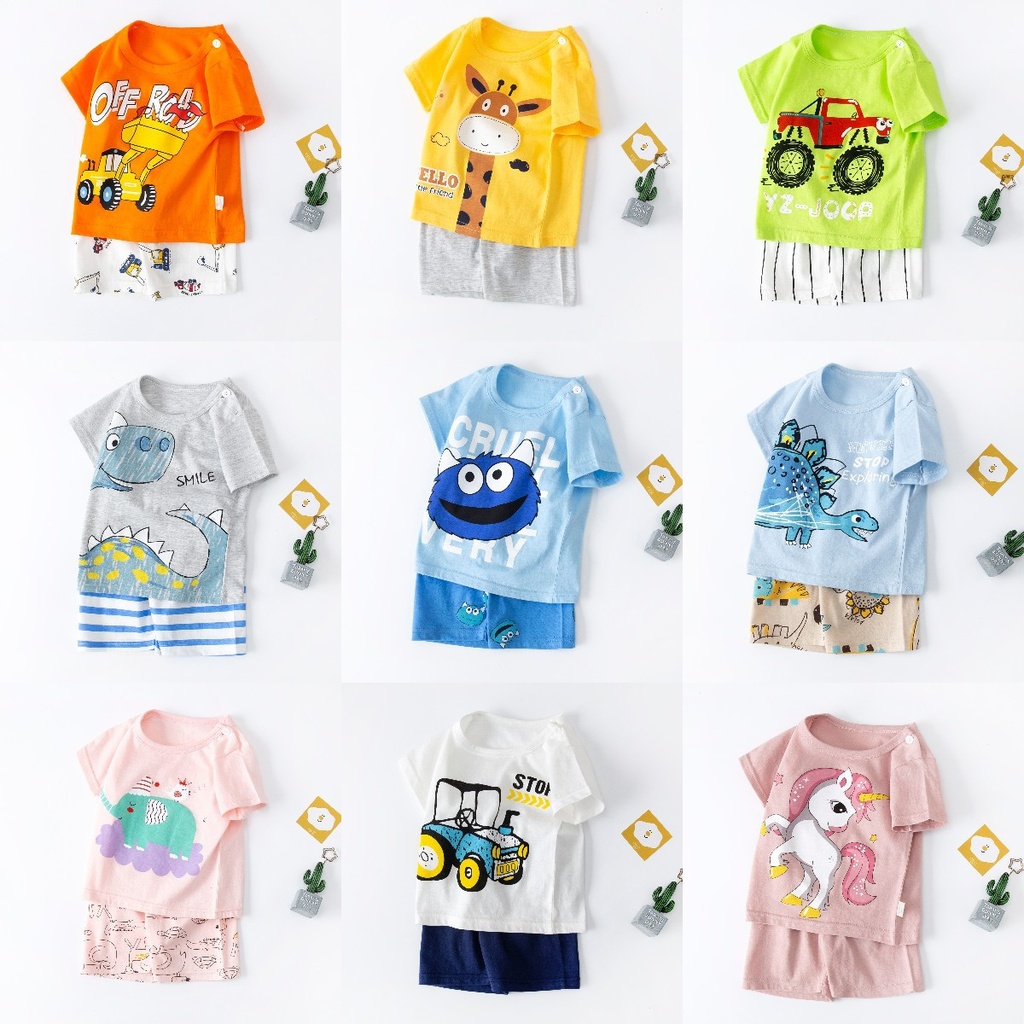 New Children's Short-sleeved Suit Boys Cotton Summer Shorts Two Girls' T-shirt Clothing Children's Clothing