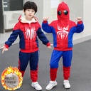 Winter Boy's Spider-Man Velvet Sports Suit Children's Thickened Winter Fashion Jacket Boy's Ultraman Clothes