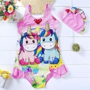 ins Fashion Swimsuit Korean Style Cat Horse One-piece Swimsuit Sling Small and Medium-sized Children's Spot Summer New Product