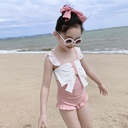 Children's Swimwear Girls Children's One-piece Hot Spring Swimwear Small Fresh Korean Style Cute Bow Professional Swimwear