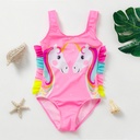 New Children's Swimsuit Girls Cartoon Unicorn One-piece Swimsuit Ruffled Girls' Swimsuit 9069