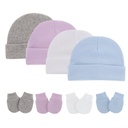 Spring Autumn Winter new baby pullover cap anti-scratch gloves 2-piece solid color newborn baby hat