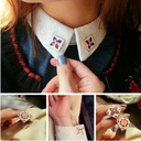 Fashion brooches Beautiful Small Tile Collar Buckle Collar Pin Cufflinks Brooch Women's Square Drop Oil