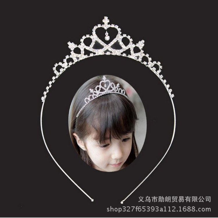 Korean Style Exquisite Princess Crown Hair Accessories Headwear Children's Festival Activities Rhinestone Crown Headband Little Girl Headband