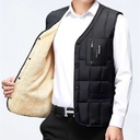 Winter New Middle-aged and Elderly Down Cotton Vest Men's Fleece-lined Thickened Vest Cold-proof Large Size Short Inner Tank Waistcoat
