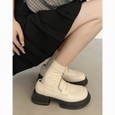 Retro British Style Small Leather Shoes Women's Spring New Fashionable All-match Casual Thick Sole Height-raising Big Head Single-layer Shoes