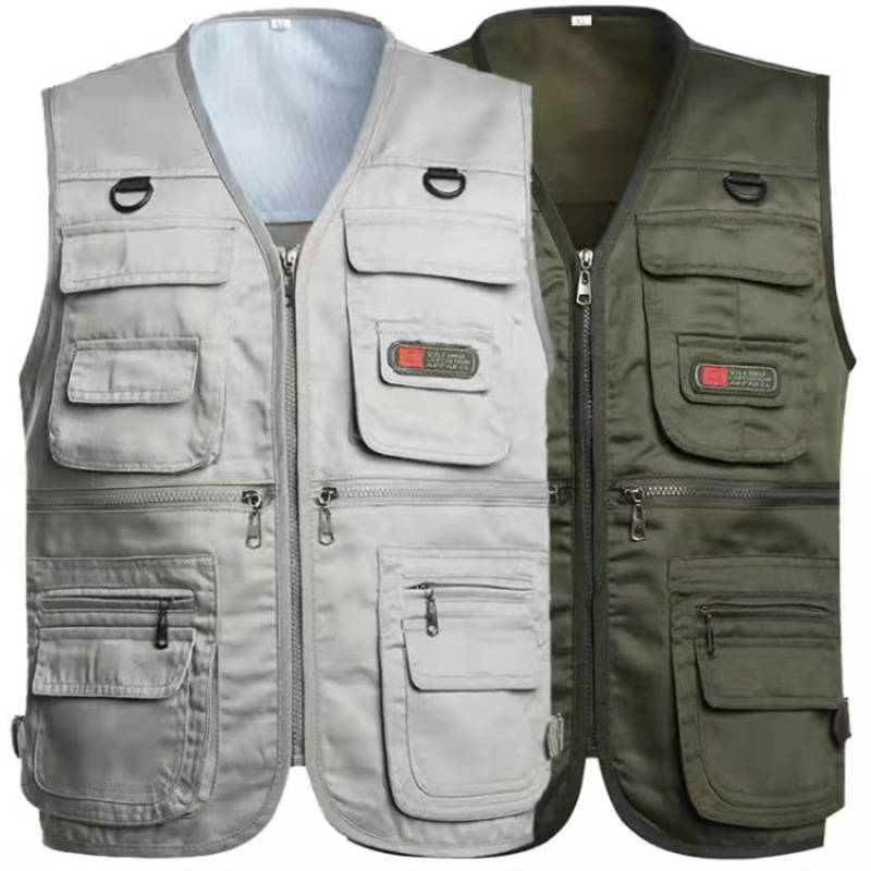 Spring and summer mesh vest for middle-aged people fishing Four Seasons waistcoat pocket vest men's spring and autumn leisure vest generation hair