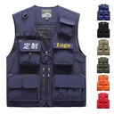 Workwear multi-pocket vest custom printed logo Director Media CCTV advertising vest outdoor fishing vest