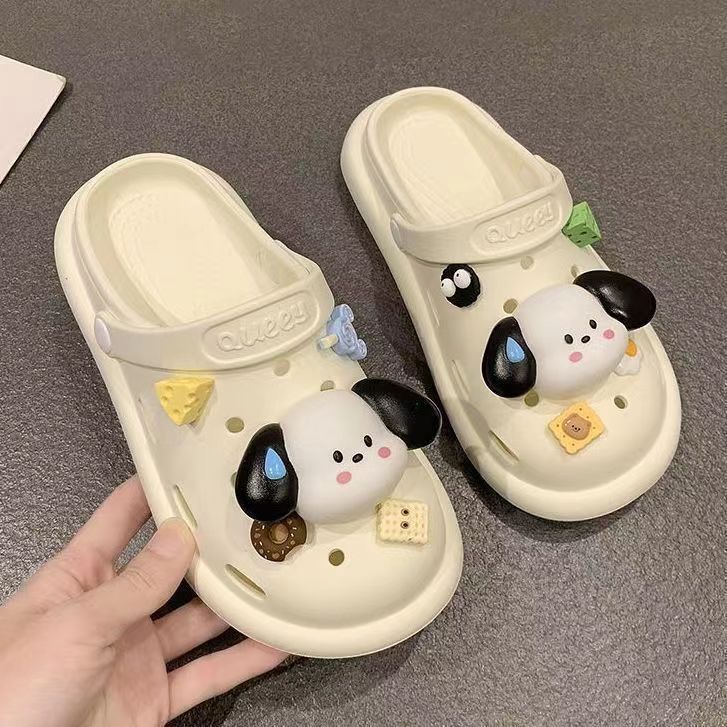 Cartoon Dog Cave Shoes Women's Summer Cyber Celebrous Thick Sole Shoes with Shit Feeling Baotou Sandals Casual Outer Wear Slippers
