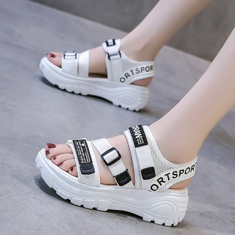 Woven Velcro Sports Sandals Women's Summer New Korean Style Platform Casual Beach Sandals for Women
