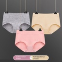 Large Size Pure Cotton Women's Underwear Women's Pure Cotton Crotch Antibacterial Solid Color Mid-Waist Belly-Lift Hip Breathable Mom's Triangle Shorts