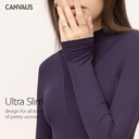 Early Autumn New stitching semi-high collar solid color long sleeve T-shirt women's base shirt European and American women's one-button shop FS441