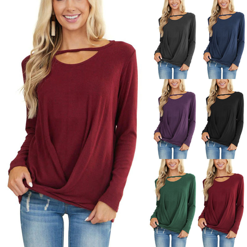 New Kink T-shirt European and American Casual Loose Solid Color Top for Autumn and Winter