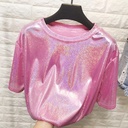 explosions loose T-shirt Women's sparkling reflective short sleeve supply