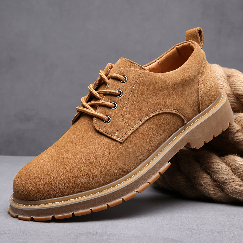 Autumn and Winter Leather Shoes Men's All-match Korean-style Casual Shoes Fashionable British Workwear Shoes with Beef Tendons and Big Head Anti-velvet Men's Shoes
