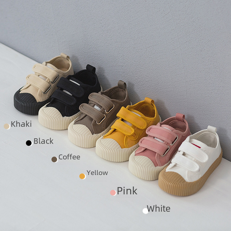 Basic Children's Canvas Shoes Boys and Girls 0506 Velcro Board Shoes Soft Sole Baby Shoes childrencanvas