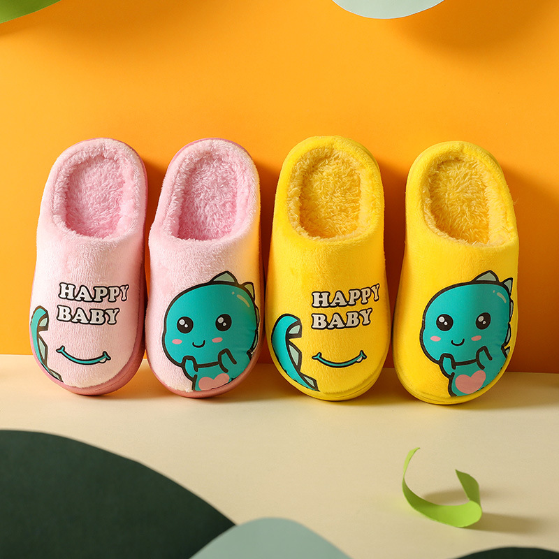 Autumn and Winter Parent-child Children's Cotton Shoes Women's Indoor Home Cartoon Cute Non-slip Thick-soled Small Dinosaur Mao Cotton Slippers