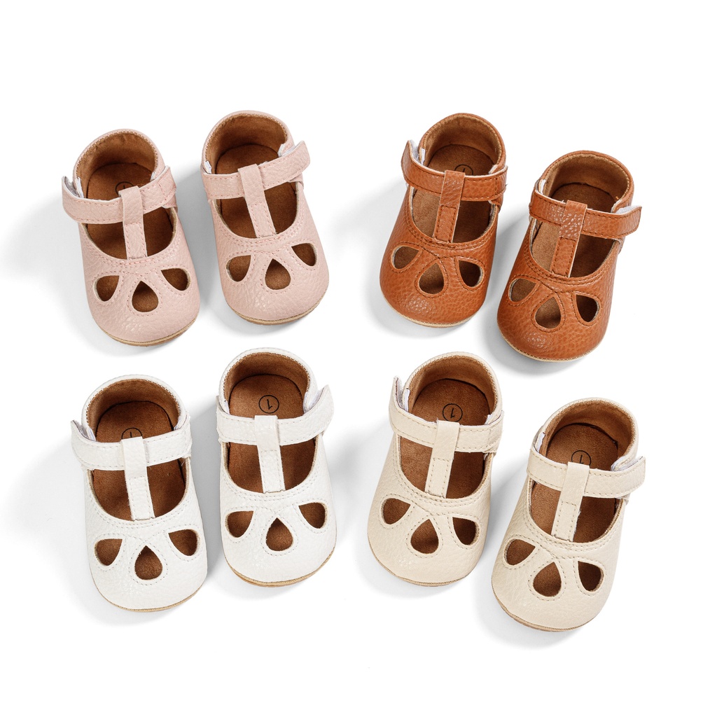 Spring and summer 0-1 year old female baby toddler shoes hollow princess shoes non-slip soft bottom breathable baby sandals G202