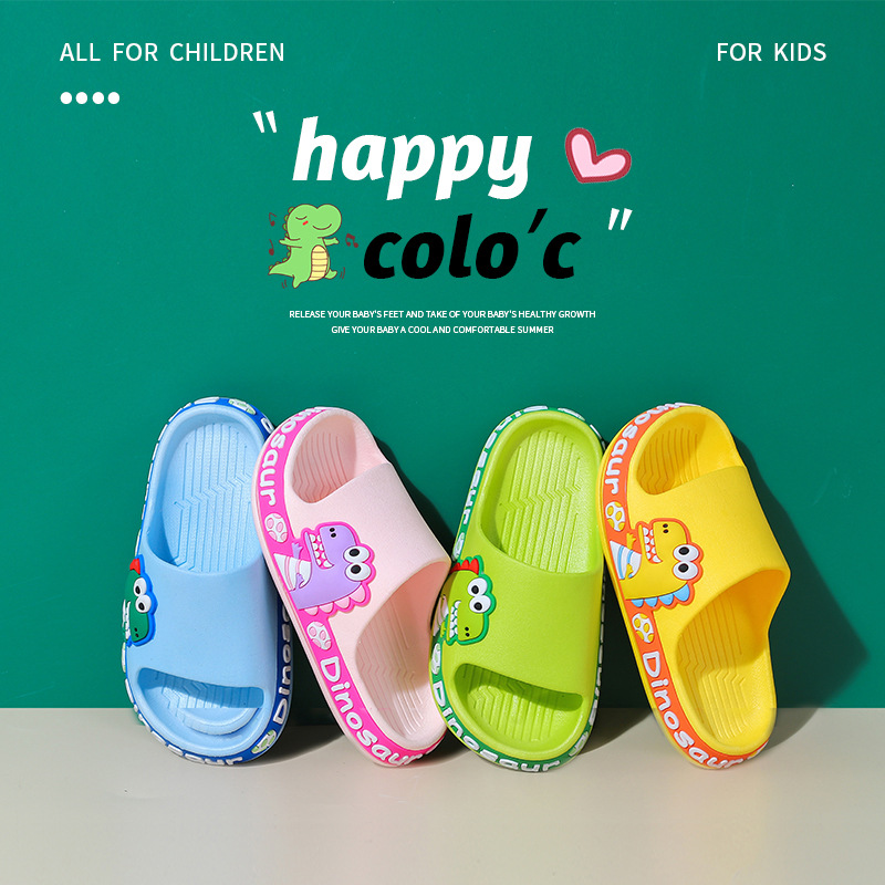 2024 Summer New Children's Slippers Children's Shoes Cartoon Dinosaur Slides Soft Bottom Children's Non-slip Sandals for Men