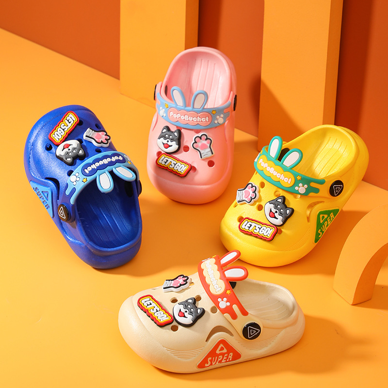 Children's Slippers Summer New Soft Sole Hole Shoes Indoor and Outdoor Non-slip Toe Shoes Cartoon Slippers for Boys and Girls
