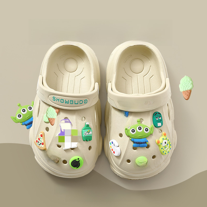 Summer bathroom non-slip parent-child love children's hole shoes home indoor slippers summer family three beach shoes