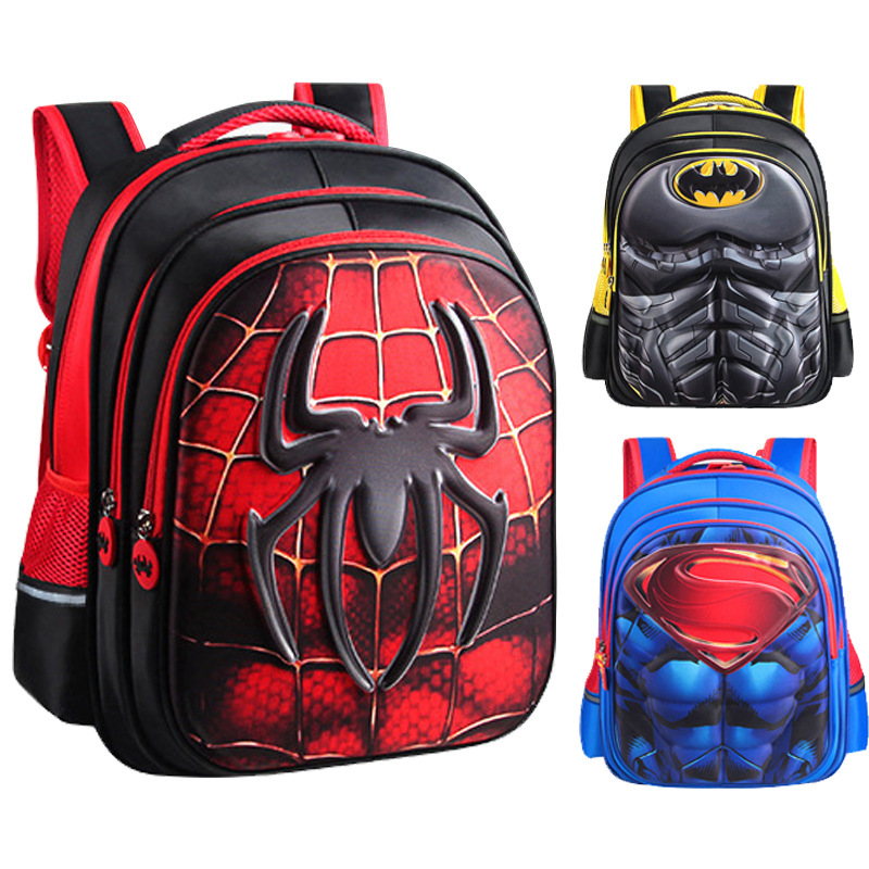 Schoolboy Cartoon Schoolbag Boys Backpack Baby Bag Superman 3D Hard Shell Spiderman Batman