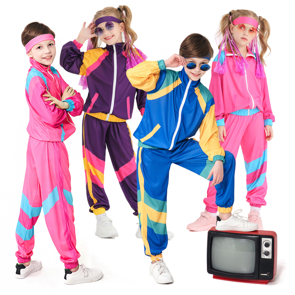 Disco clothing disco boys and girls costume dance sports hip-hop clothing three-color supply