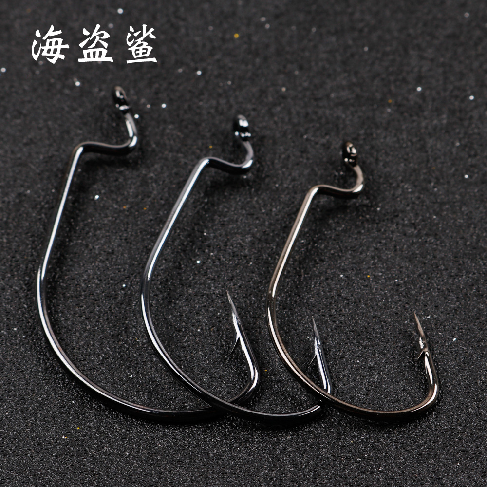 100/1000 7316 high carbon steel nickel plated crank hook barbed fishhook round ring with hole color wide belly crank hook