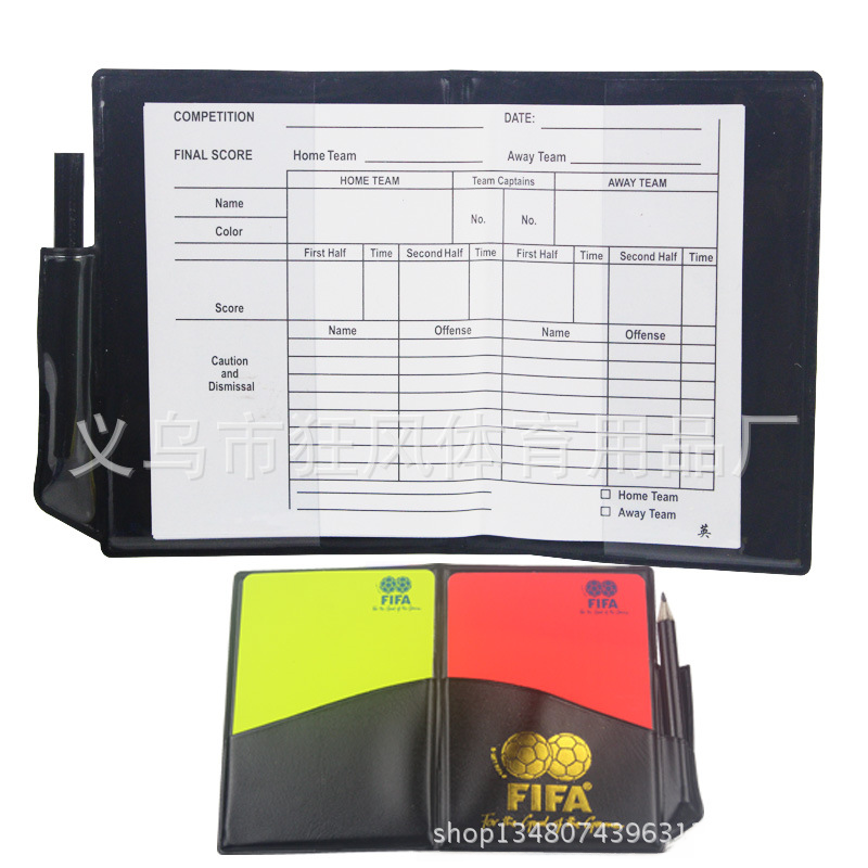 Wholesale Football Red and Yellow Card/Referee Red and Yellow Card/Referee's Appliances/Match's Appliances Send Leather Case and Pen