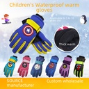 Winter children's ski gloves outdoor sports plus velvet padded gloves waterproof windproof warm riding gloves wholesale