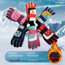 Winter new children's ski gloves velvet padded warm gloves outdoor windproof waterproof riding gloves