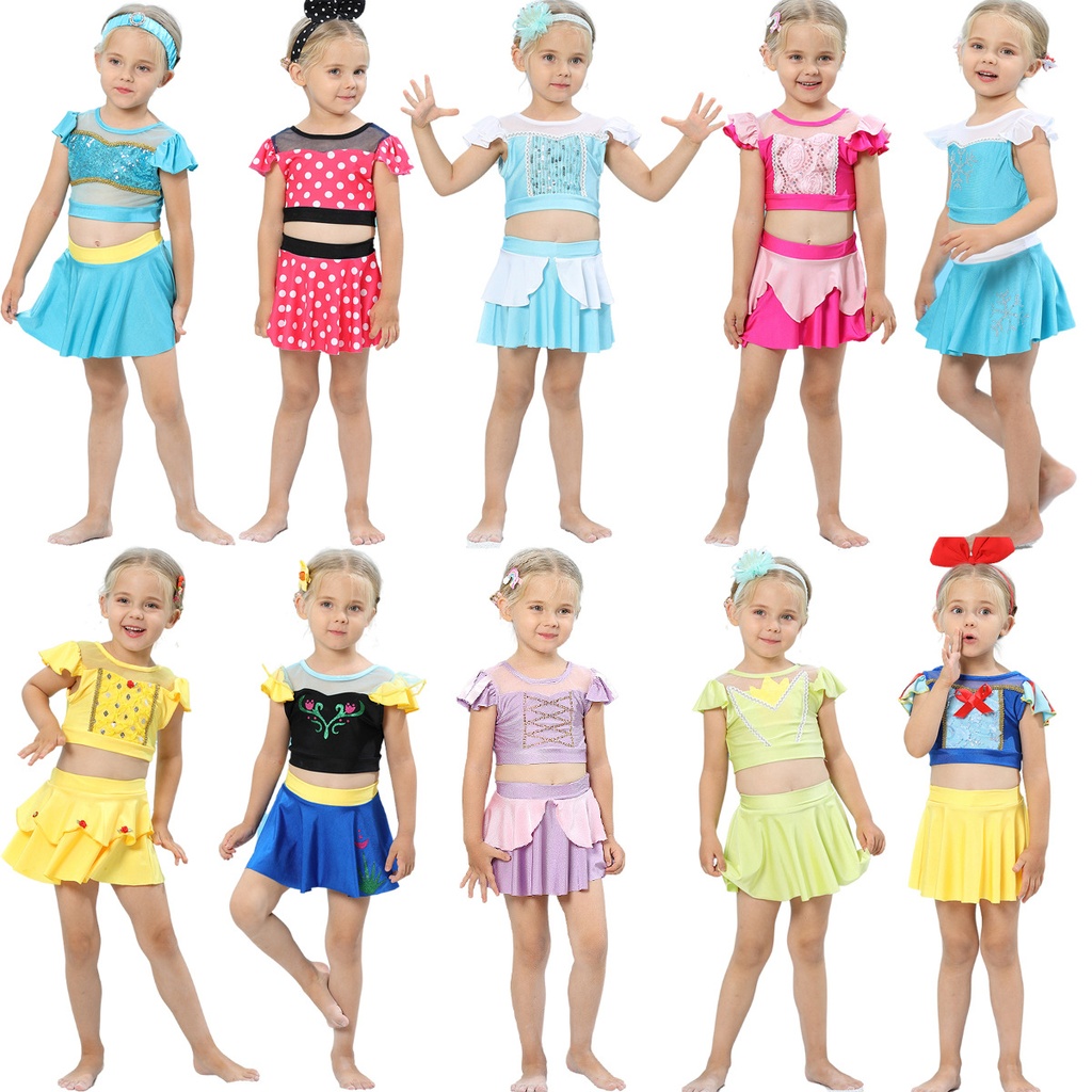 22 Summer Snow White Belle Princess Girls' Swimsuit Elomini Cinderella 4-year-old Split Swimsuit