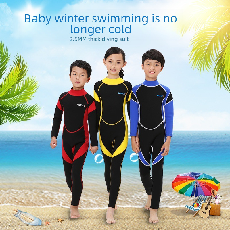 Children's Diving Suit Winter One-piece Cold-proof Warm Snorkeling Suit Boys' and Girls' Sunscreen Suit Baby Swimming Suit