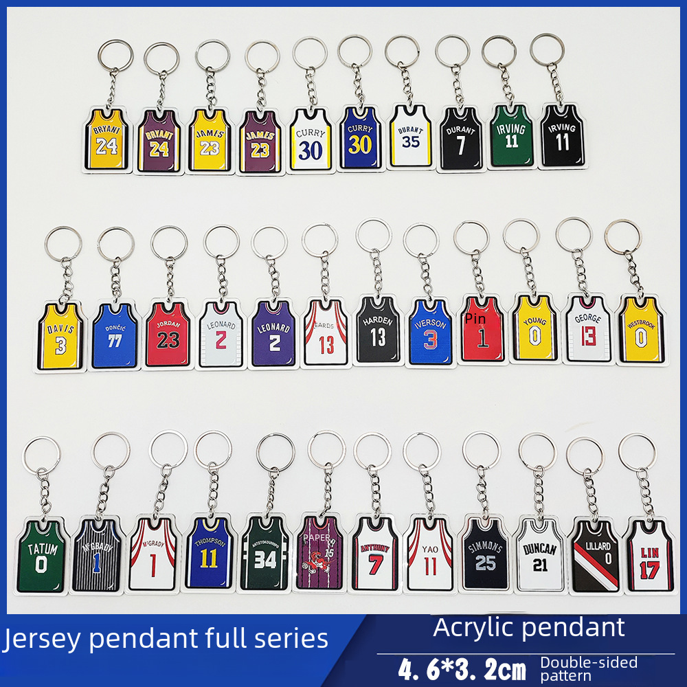 NBA Kobe Curry Basketball Star Acrylic Pendant Jersey Keychain Pendant Fan Souvenir