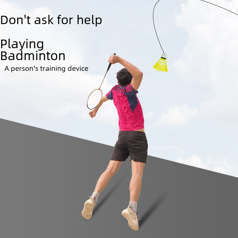 Single Badminton Trainer Indoor and Outdoor Children's Adult Trainer One Person Playing Elastic Swing Badminton