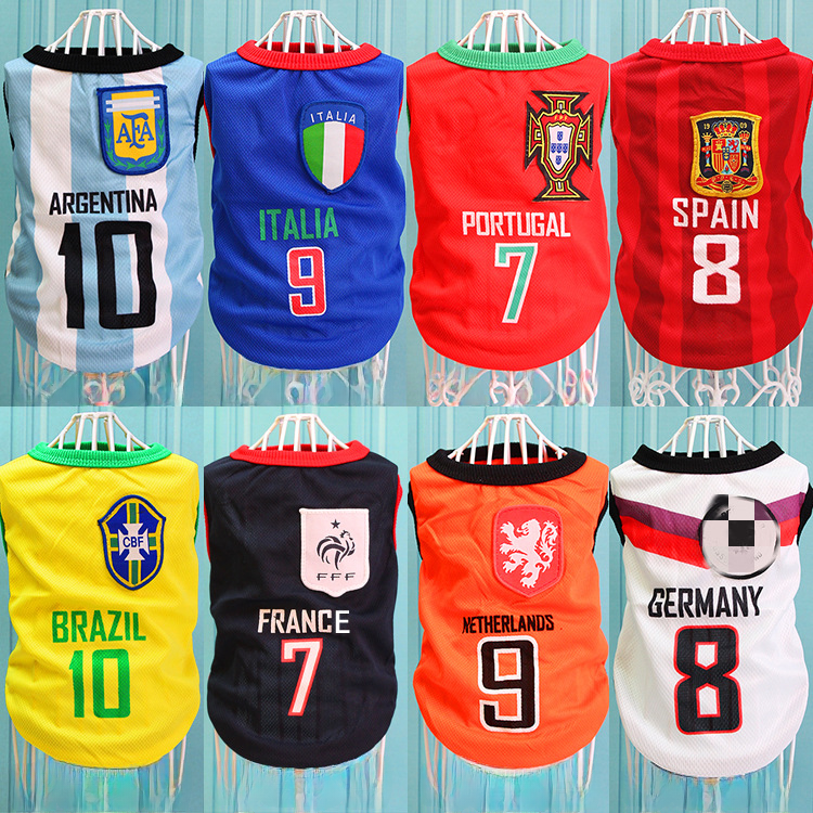 Factory Direct Dog World Cup Soccer Cup Spring and Summer Dog Vest Teddy Golden Hair Samo Clothes