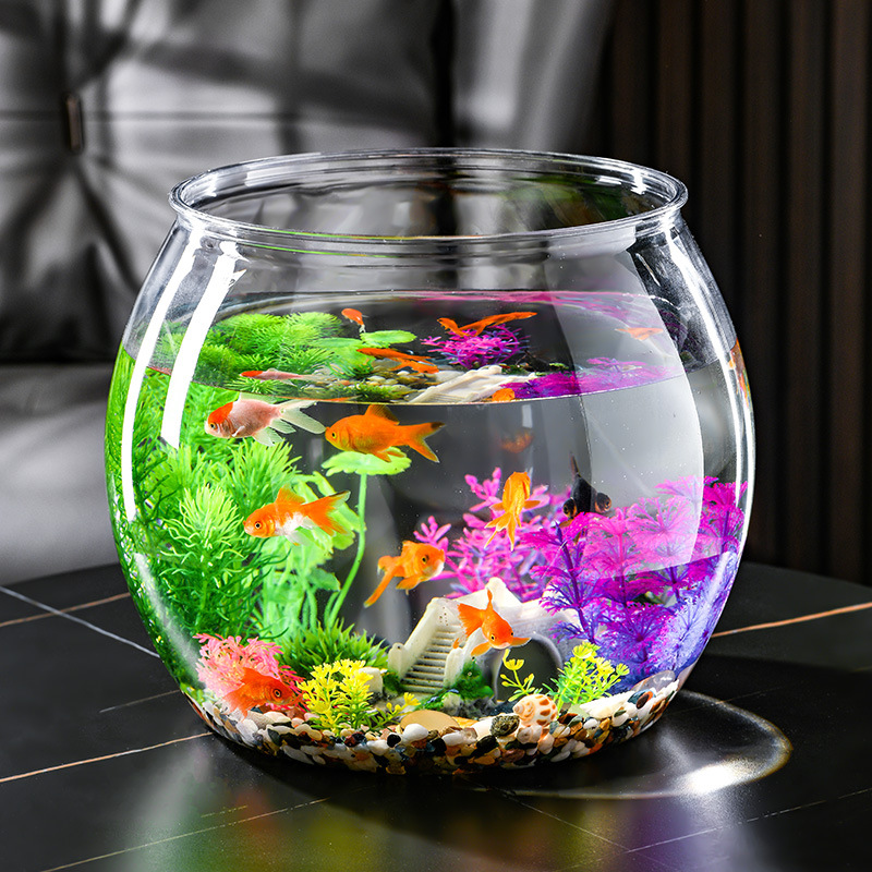 Transparent simple preferred plastic PET material fish tank touch-resistant fall-resistant multi-style small desktop hydroponic goldfish tank