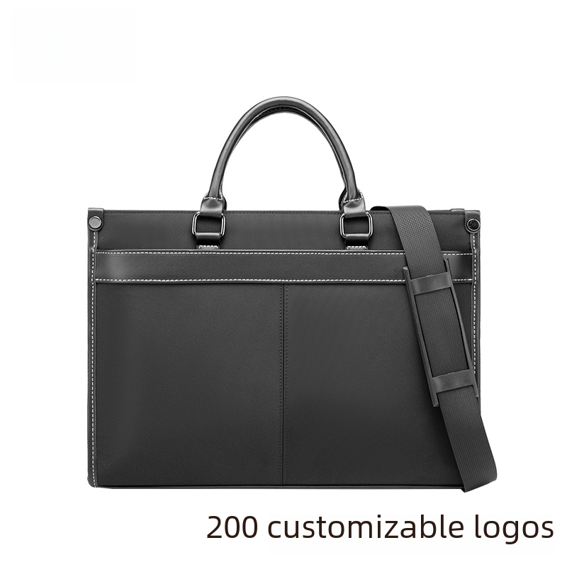 Japanese business waterproof nylon document bag horizontal briefcase men's handbag conference bag logo printing