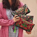 Source Ethnic Coin Purse Double-sided Embroidered Bag Large Clutch Embroidered Women's Bag Zipper Bag Tea Bag
