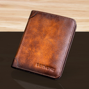 Banyanu Men's wallet RFID anti-theft brush ultra-thin first layer cowhide short leather wallet