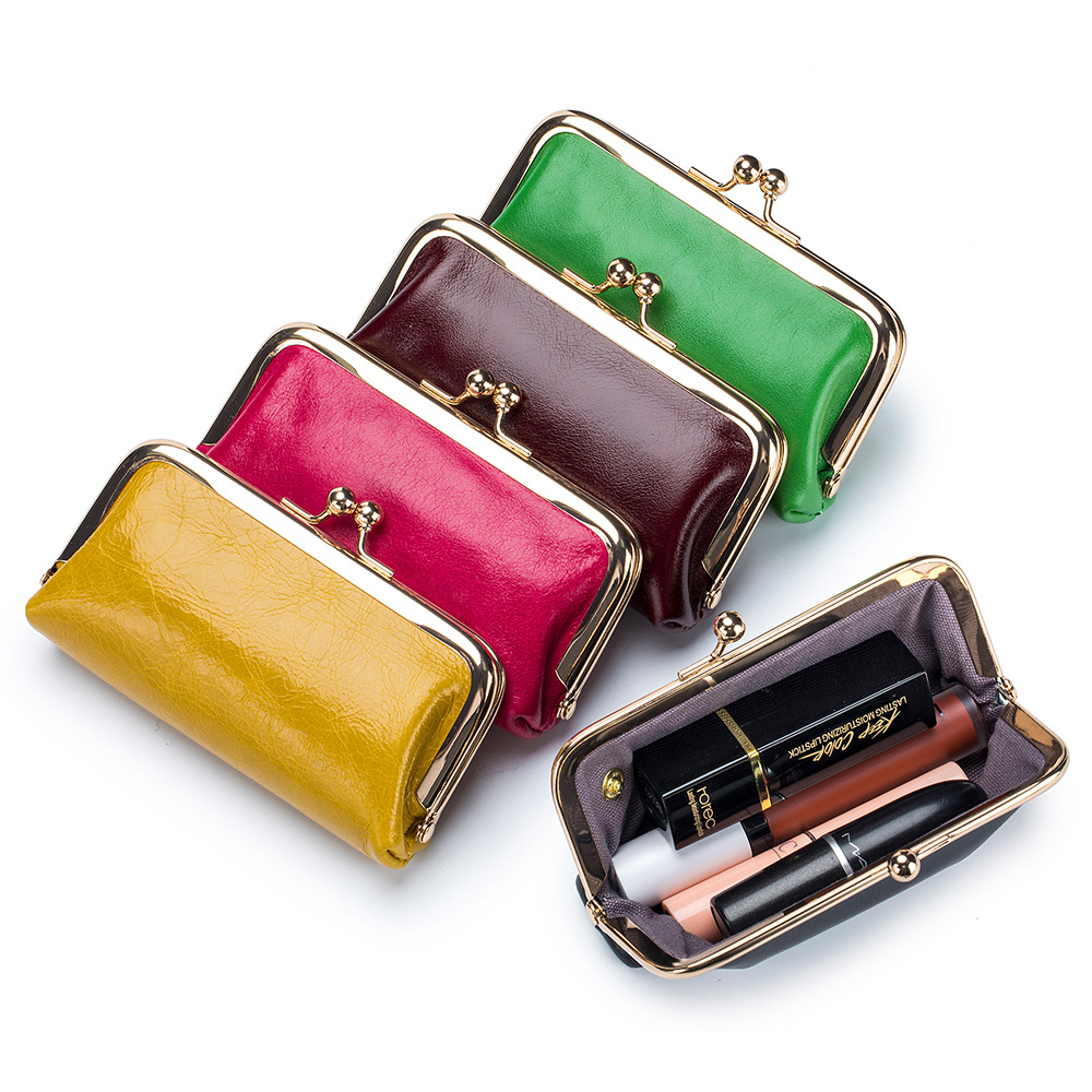 New Genuine Leather Creative Coin Purse Women's Fashion Storage Coin Bag Mini Red Envelope Clip Bag Small and Exquisite