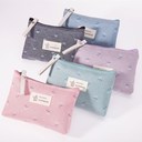 Japanese and Korean Style Canvas Waterproof Cosmetic Bag Women's Portable ins Style Flower Large Capacity Girl's Pencil Case Storage Bag Wash Bag