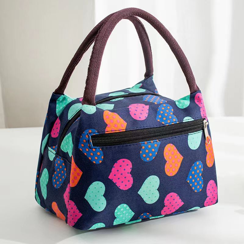 New Printed Portable Student Small Cloth Bag Makeup Storage Bag Hand Bag Small Square Bag Handbag