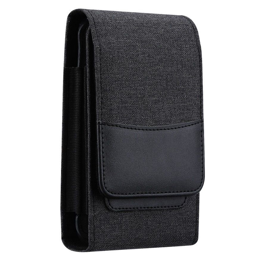 Suitable for 15Pro Oxford Cloth Waist Bag Mobile Phone Leather Case Samsung Flip Nylon Double Layer Bag Universal Protective Case