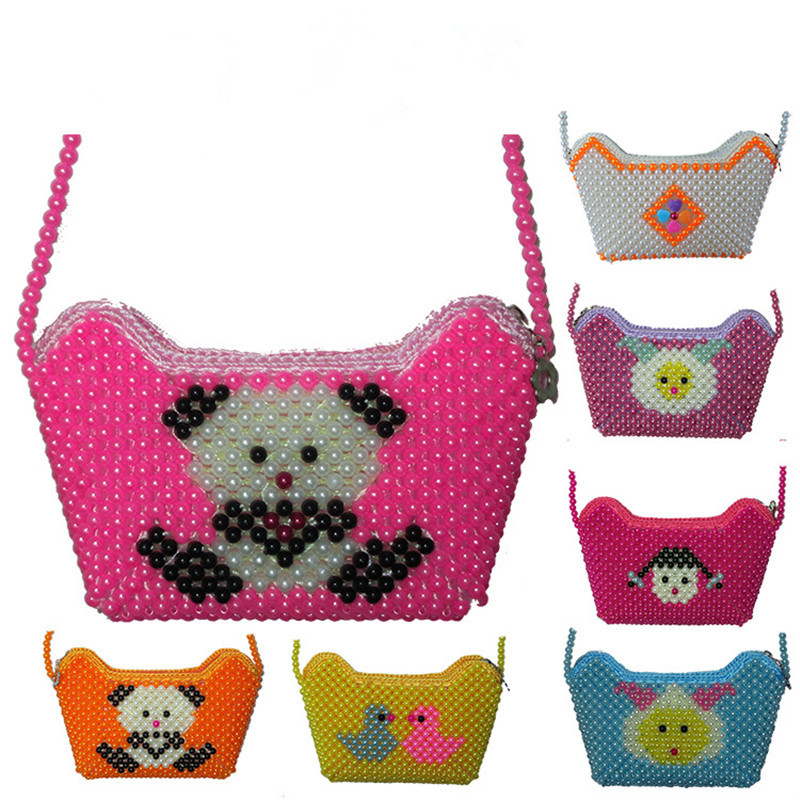 Factory wholesale scenic spot stall slung beads shoulder bag cartoon cute ingot bag imitation pearl bag