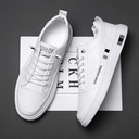 Breathable White Shoes Men's 2024 Spring New Arrival Korean Style All-Match Fashionable Casual Men's Fashionable Shoes White Shoes Leather Panel Shoes