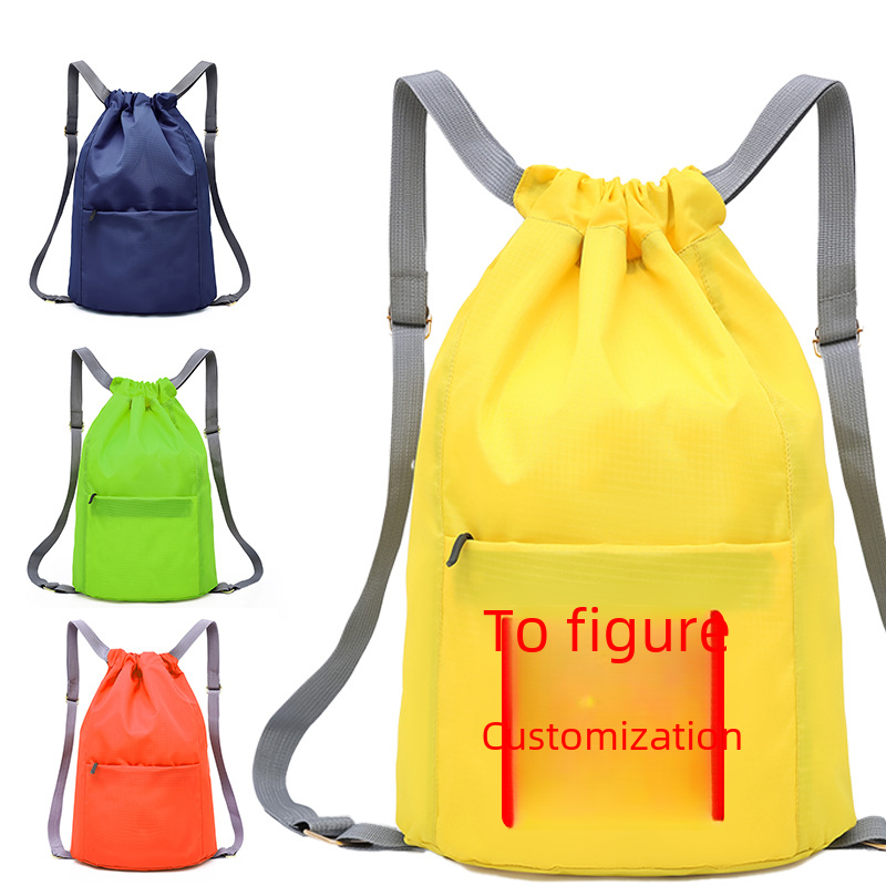 Drawstring Drawstring Pocket Backpack Simple Men's and Women's Sports Basketball Bag Large Capacity Travel Printing Riding Backpack