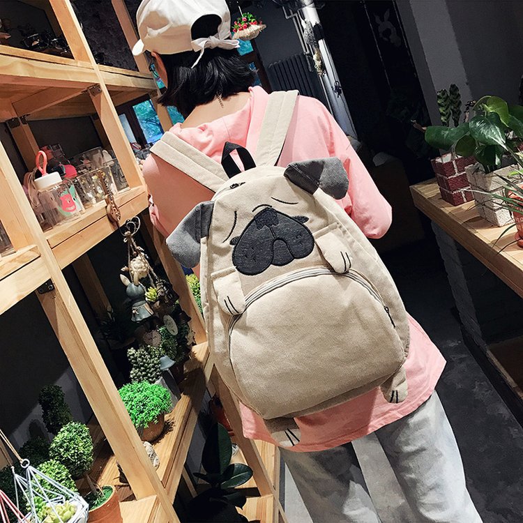 wholesale Japanese cute cartoon embroidery animal backpack corduroy large capacity school bag student backpack